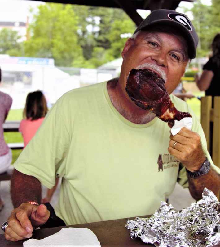 Alex Glover Eating Barbecue Chicken